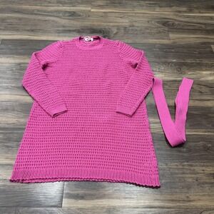 Boden Sweater Dress Womens 12 Long Pink Cotton Belted Long Sleeve Knit